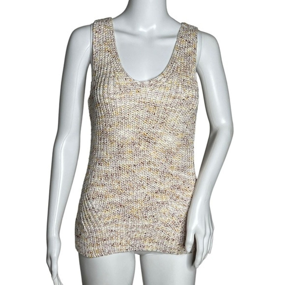 Loft Sweater Womens Small Petite Tank Multicolor Speckle Knit Sleeveless Chunky‎